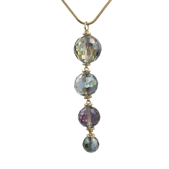 Long Vitrail Medium Rainbow Glass Dangle Necklace - Picture 1 of 3